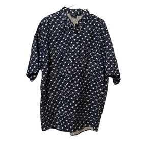 Bon Homme Mens Blue White Collared Short Sleeve Button-Down Shirt Size 2XB